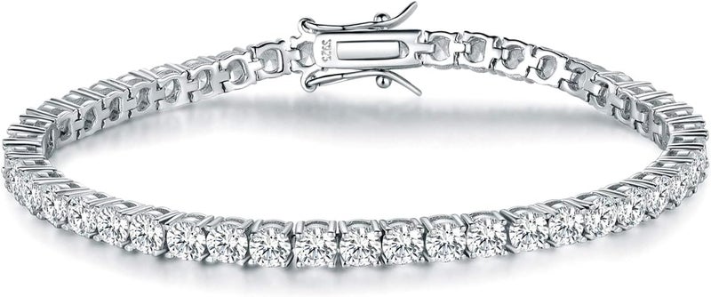 TIKJE 925 Sterling Silver 2-7mm Cubic Zirconia Classic Tennis Bracelet | White Gold Bracelets for Women | Size 6-8.5 inches - Image 1